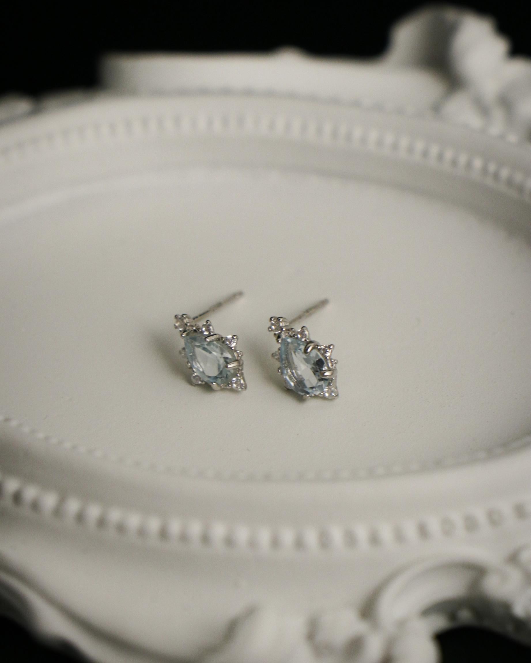 blue crystal and zirconia stud earrings