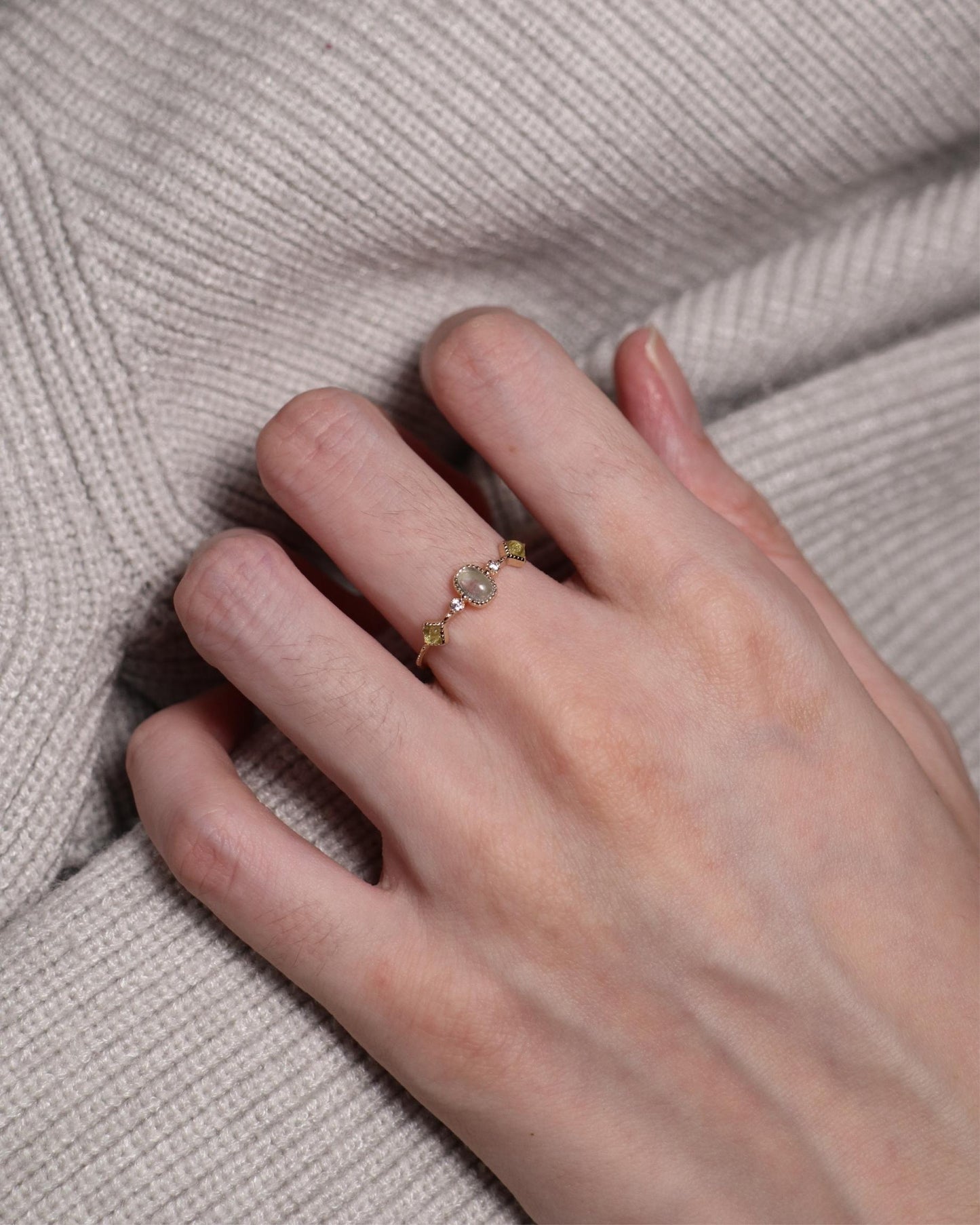 Precious Gemstone and Zirconia Ring