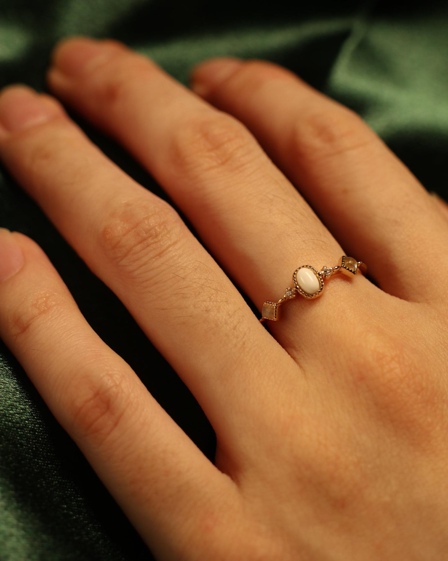 Precious Gemstone and Zirconia Ring