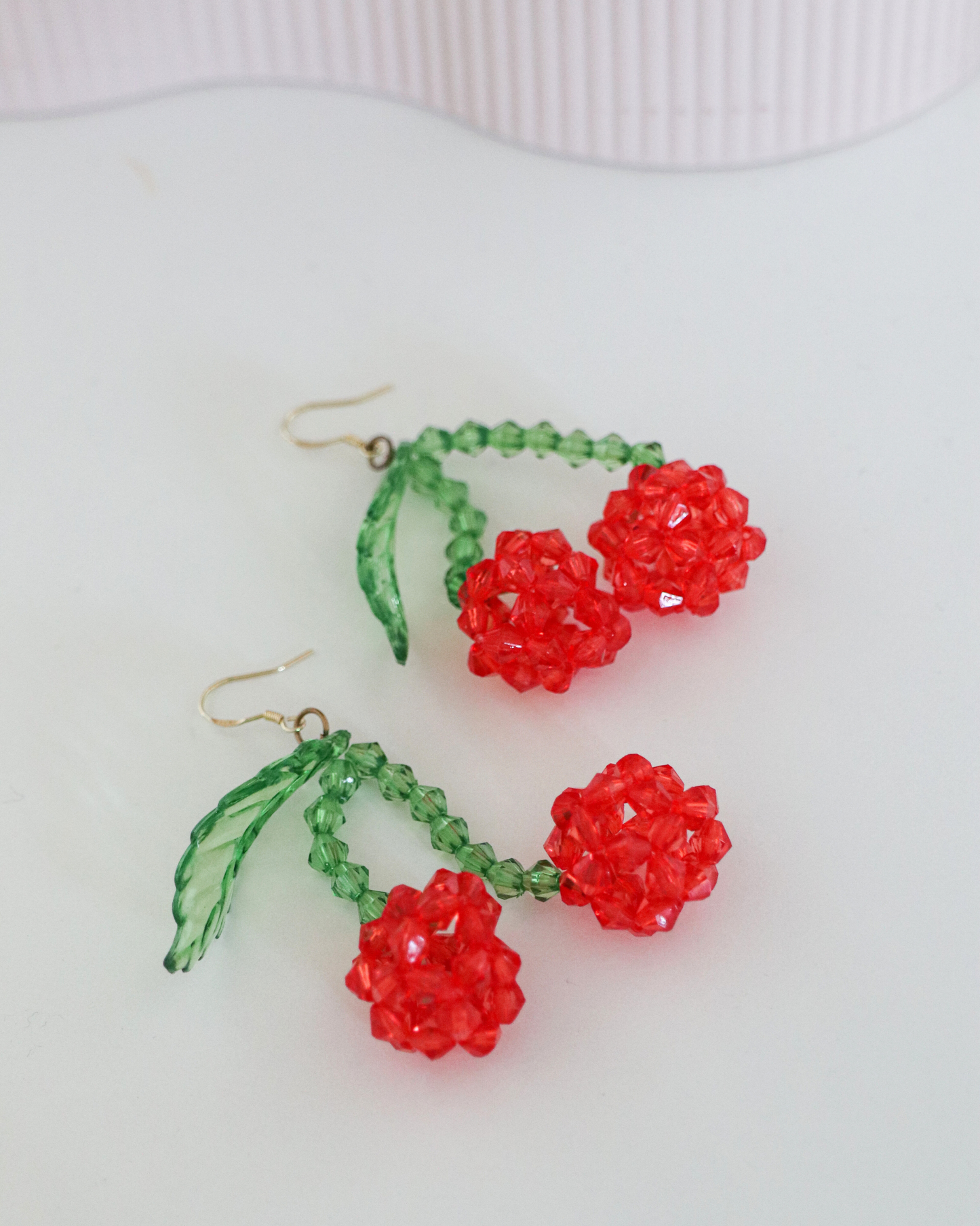 Cherry Beaded Drop Earrings