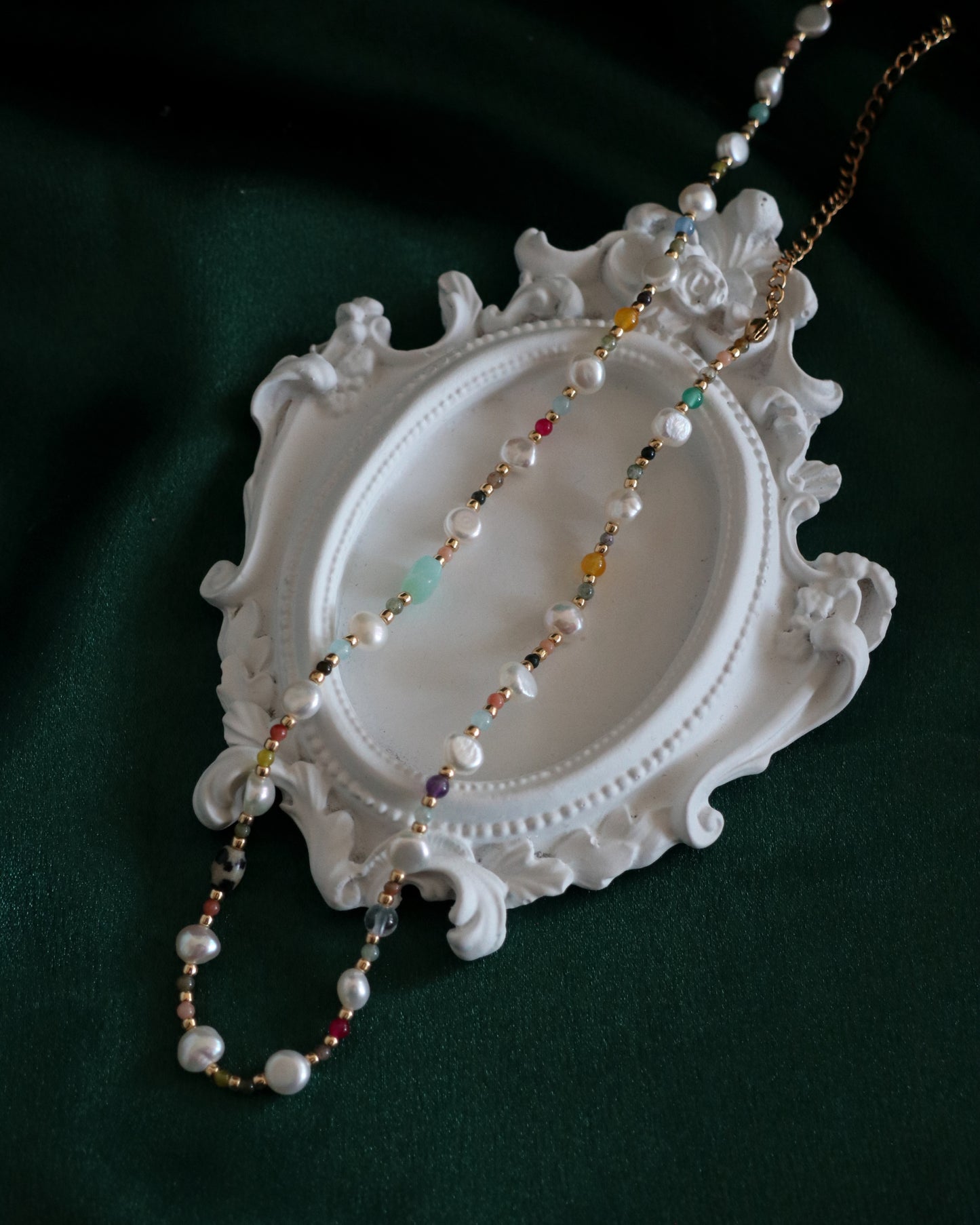 Pearl and Colourful Agate Necklace