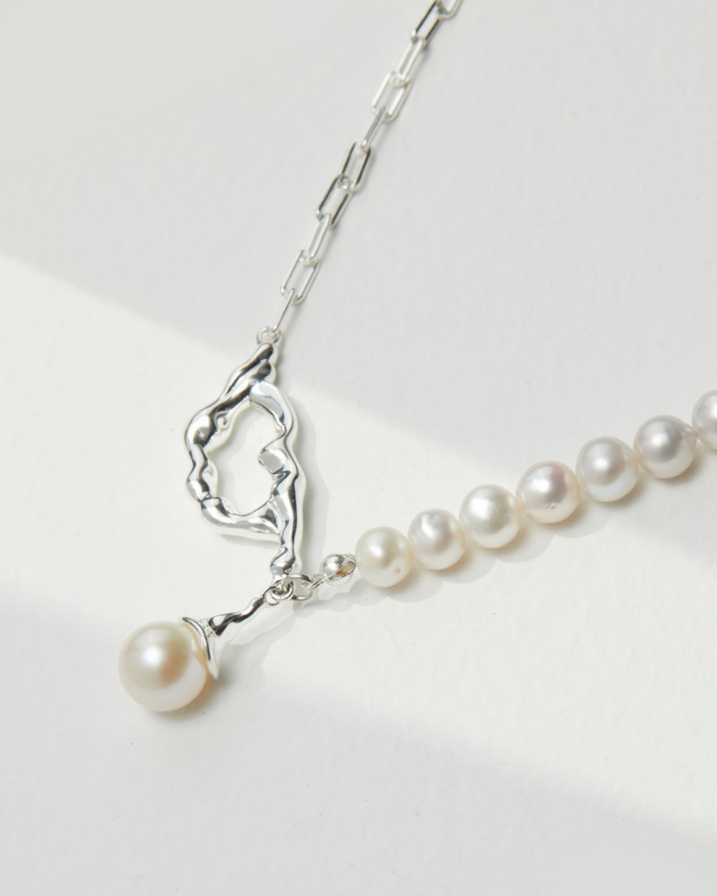 Silver and Pearl Pendant Necklace