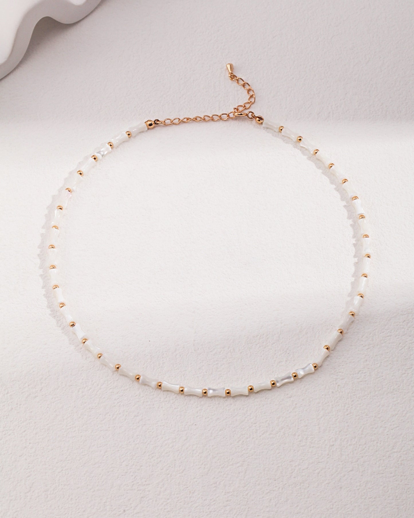 Bamboo Shaped White Gemstone Necklace