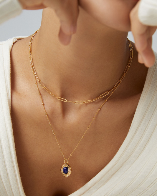 Vintage Lazurite Pendant Necklace