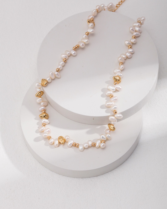 Gold Beads and Pearls Necklace