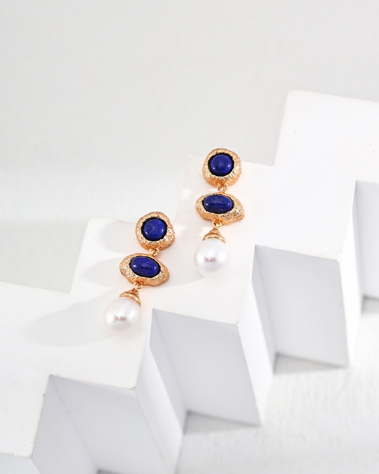 Royal Blue Pearl Drop Earrings