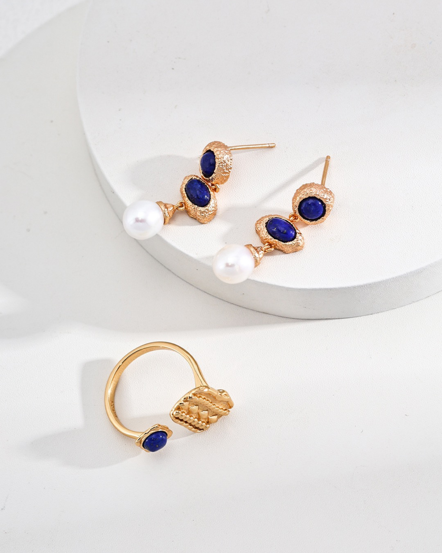 Royal Blue Pearl Drop Earrings