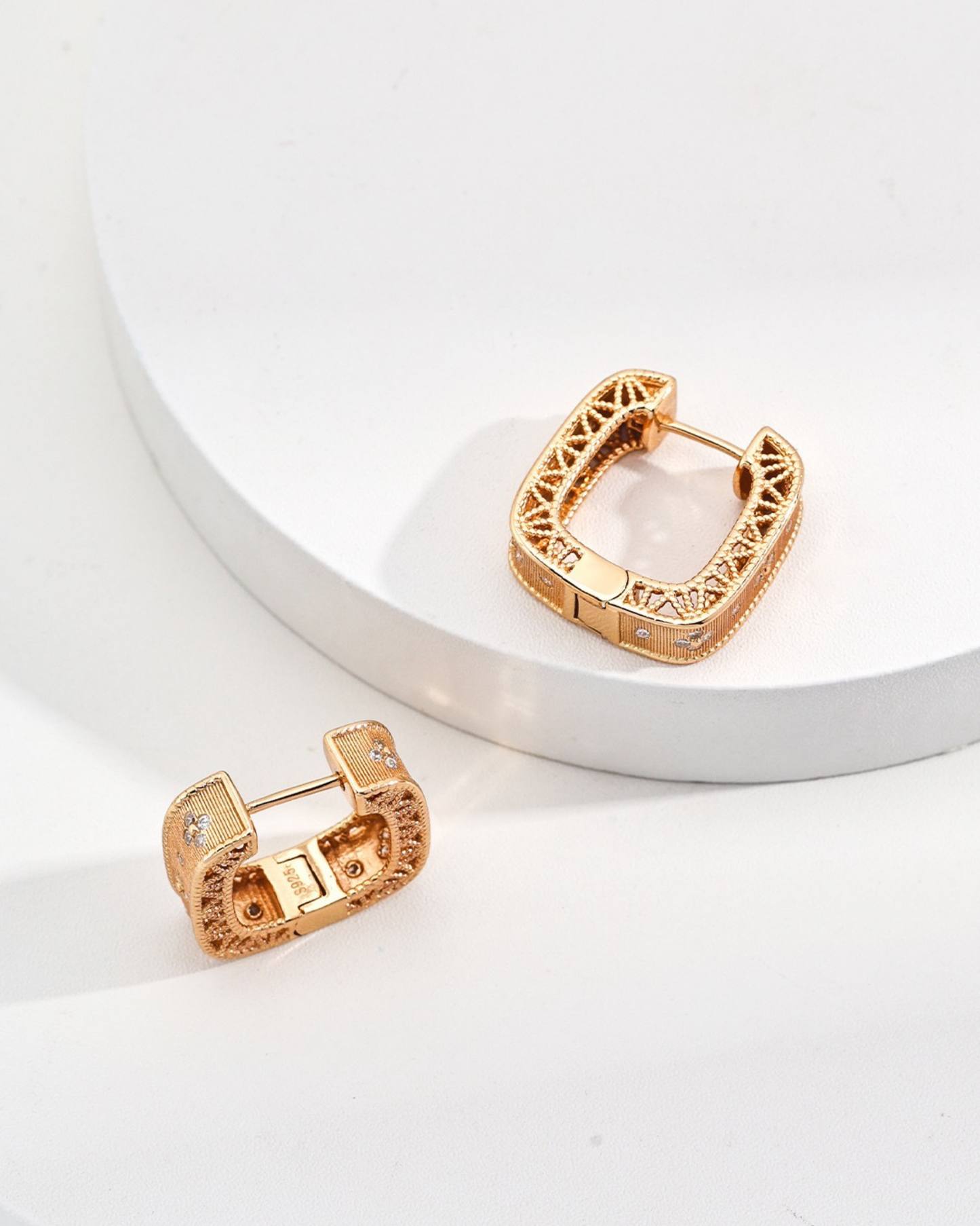 Gold Celestial Square Hoops