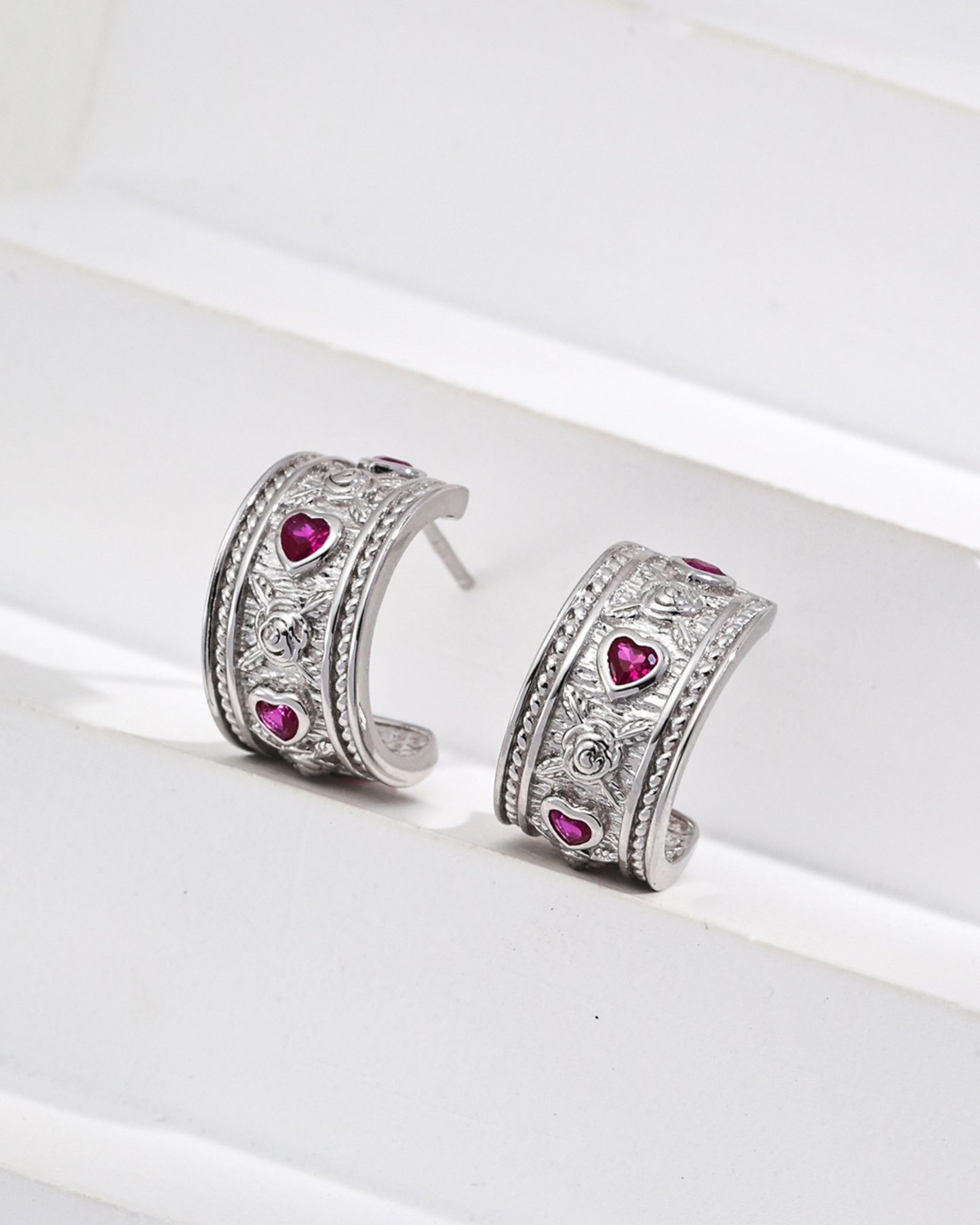 Regal Heart Hoop Earrings