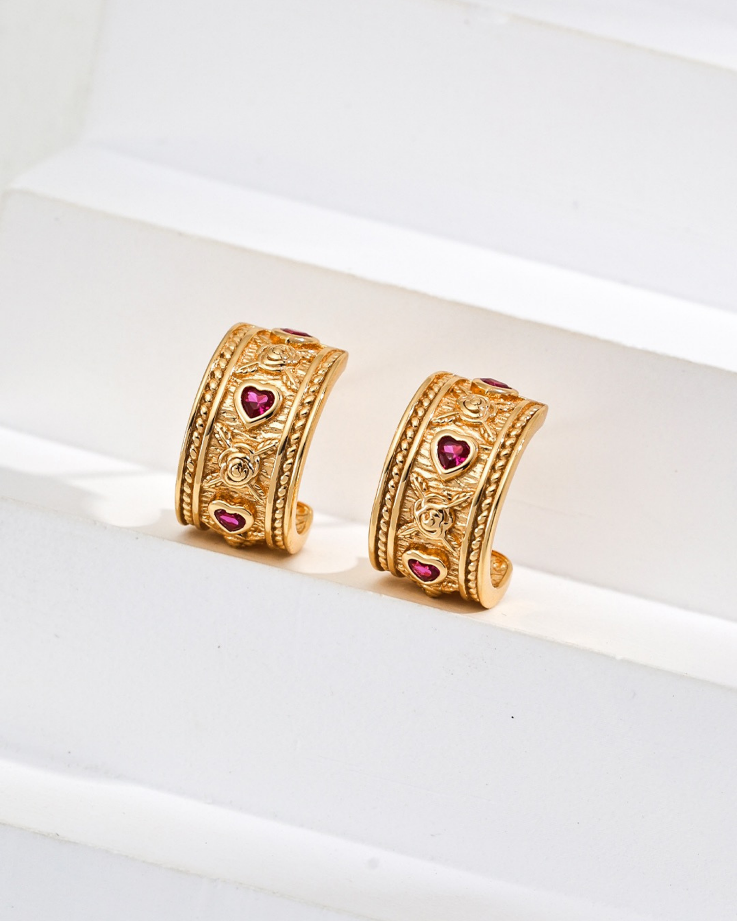 Regal Heart Hoop Earrings