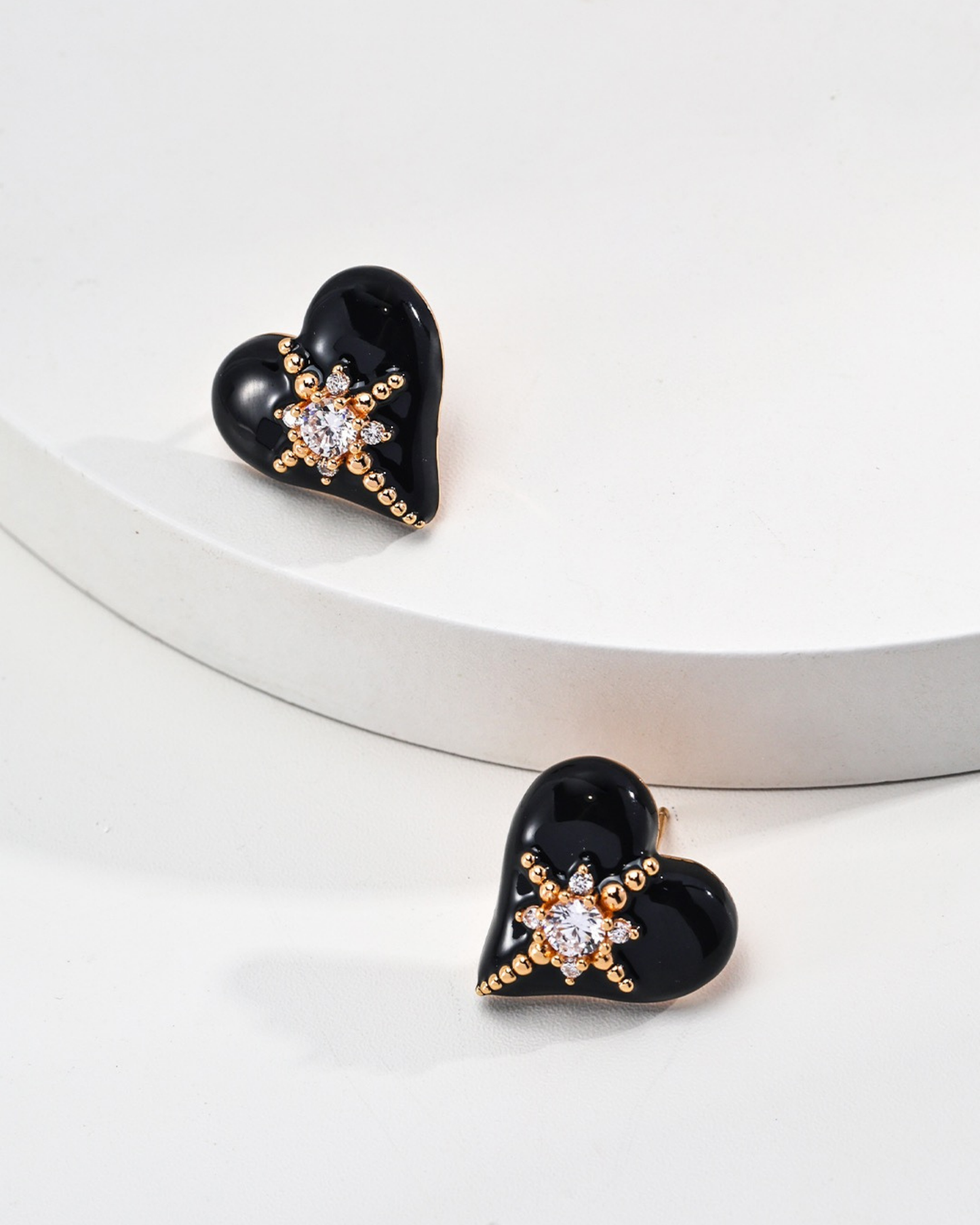 Midnight Heart Stud Earrings