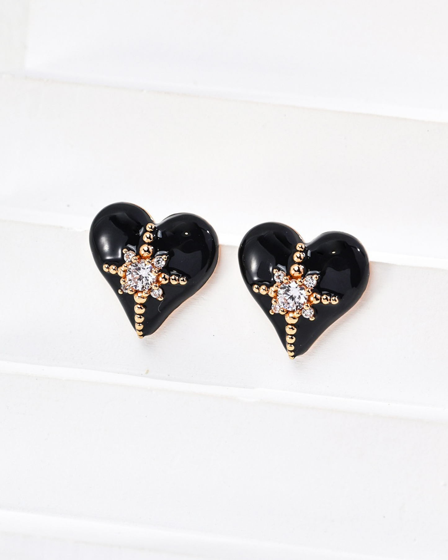 Midnight Heart Stud Earrings