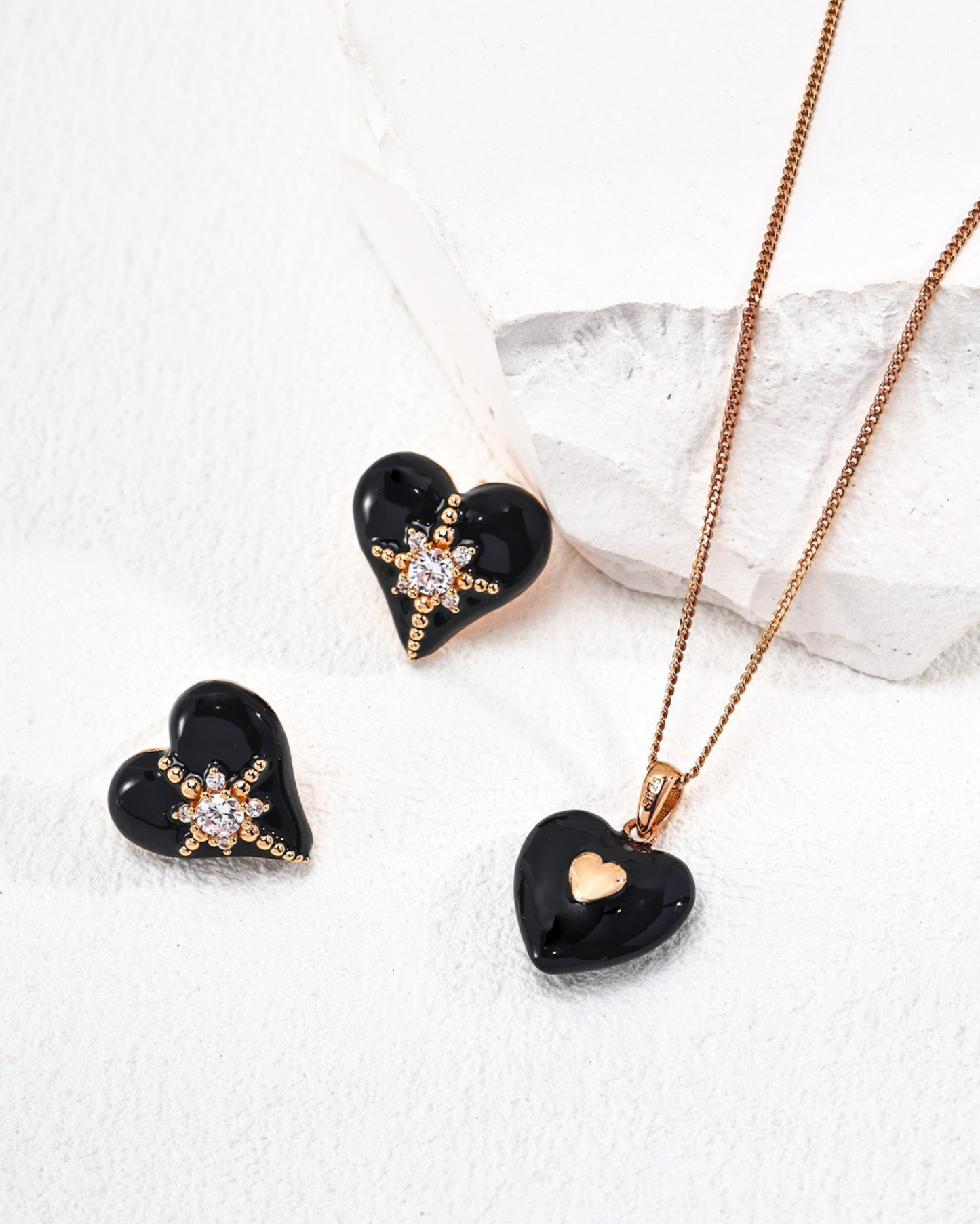 Midnight Heart Stud Earrings