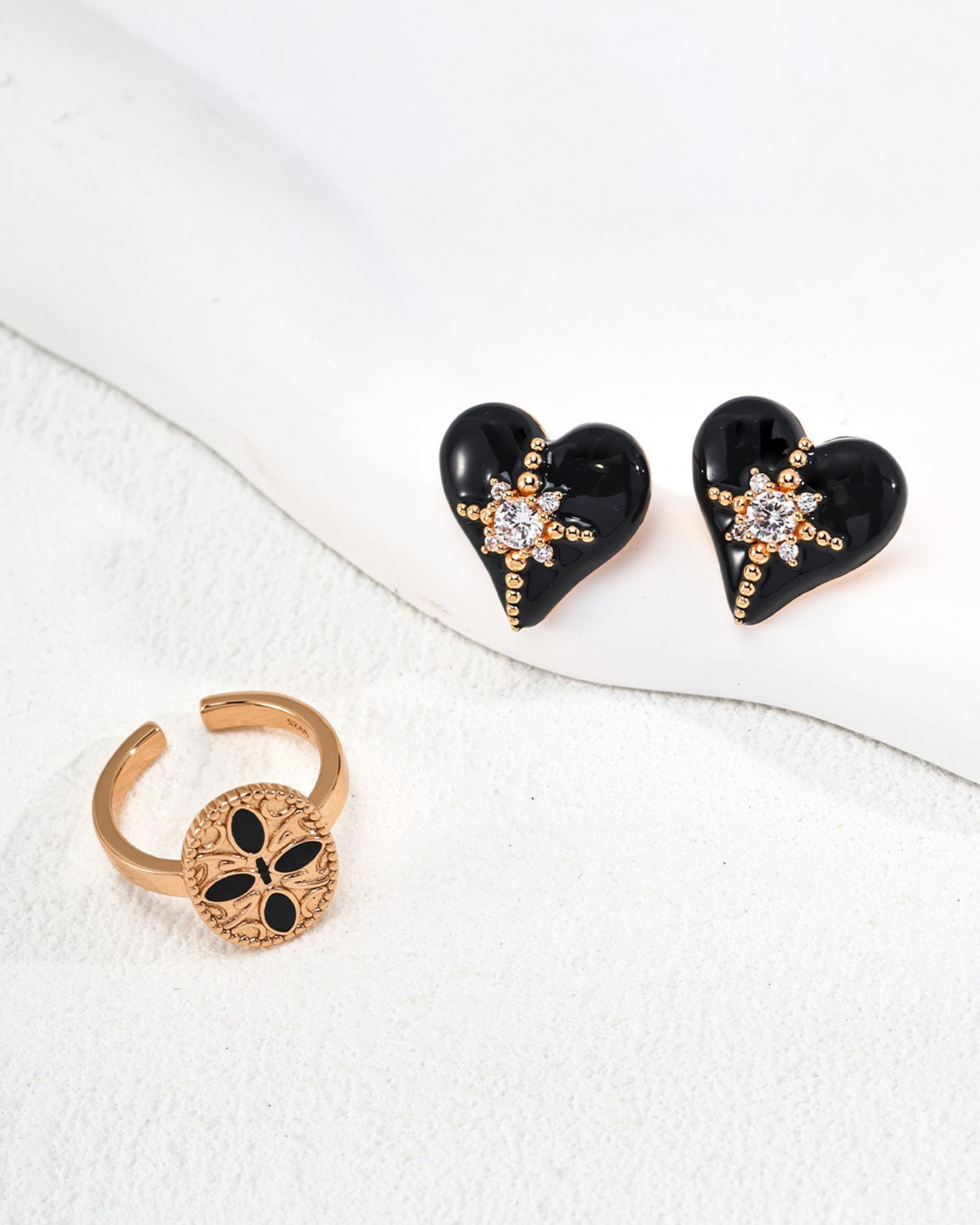 Midnight Heart Stud Earrings