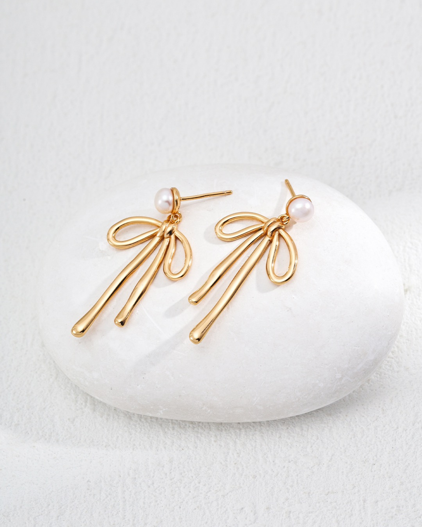 Elegance Bow Pearl Drop Earrings