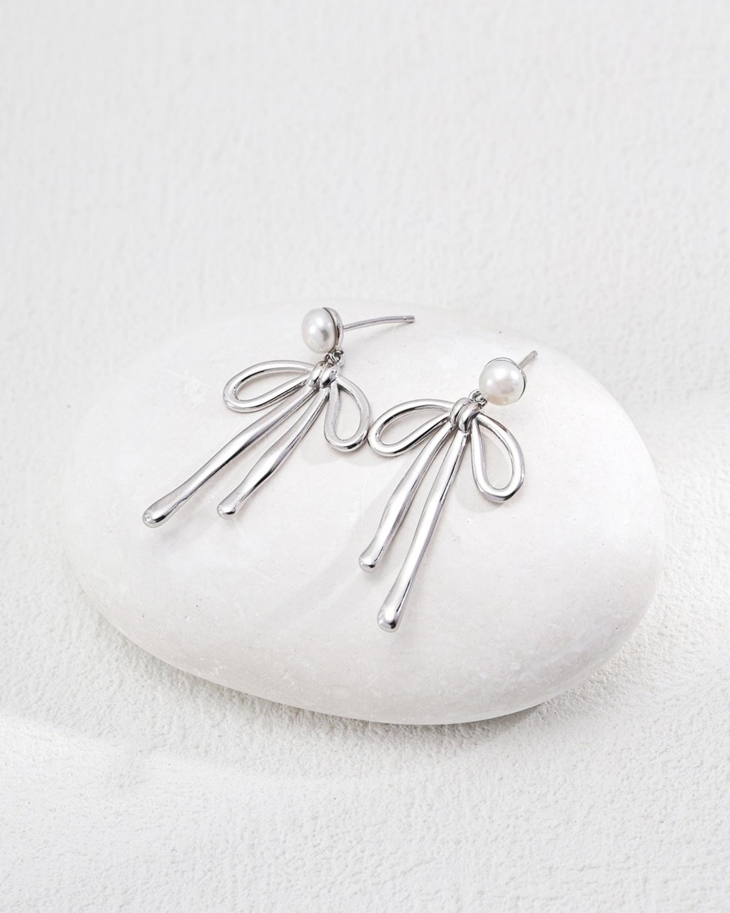 Elegance Bow Pearl Drop Earrings