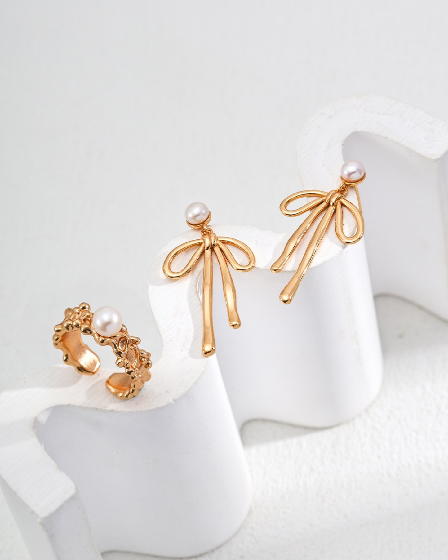 Elegance Bow Pearl Drop Earrings