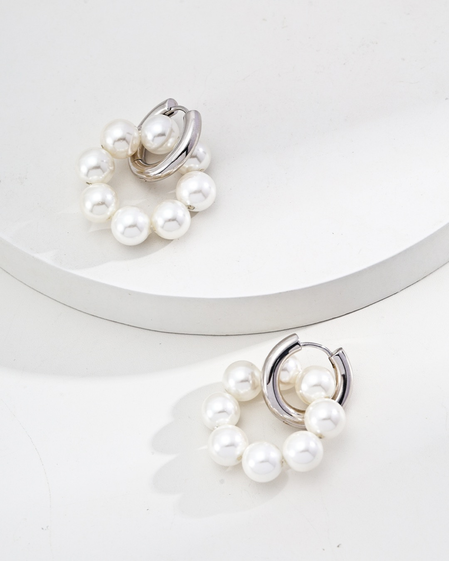 Modern Pearl Hoop Earrings