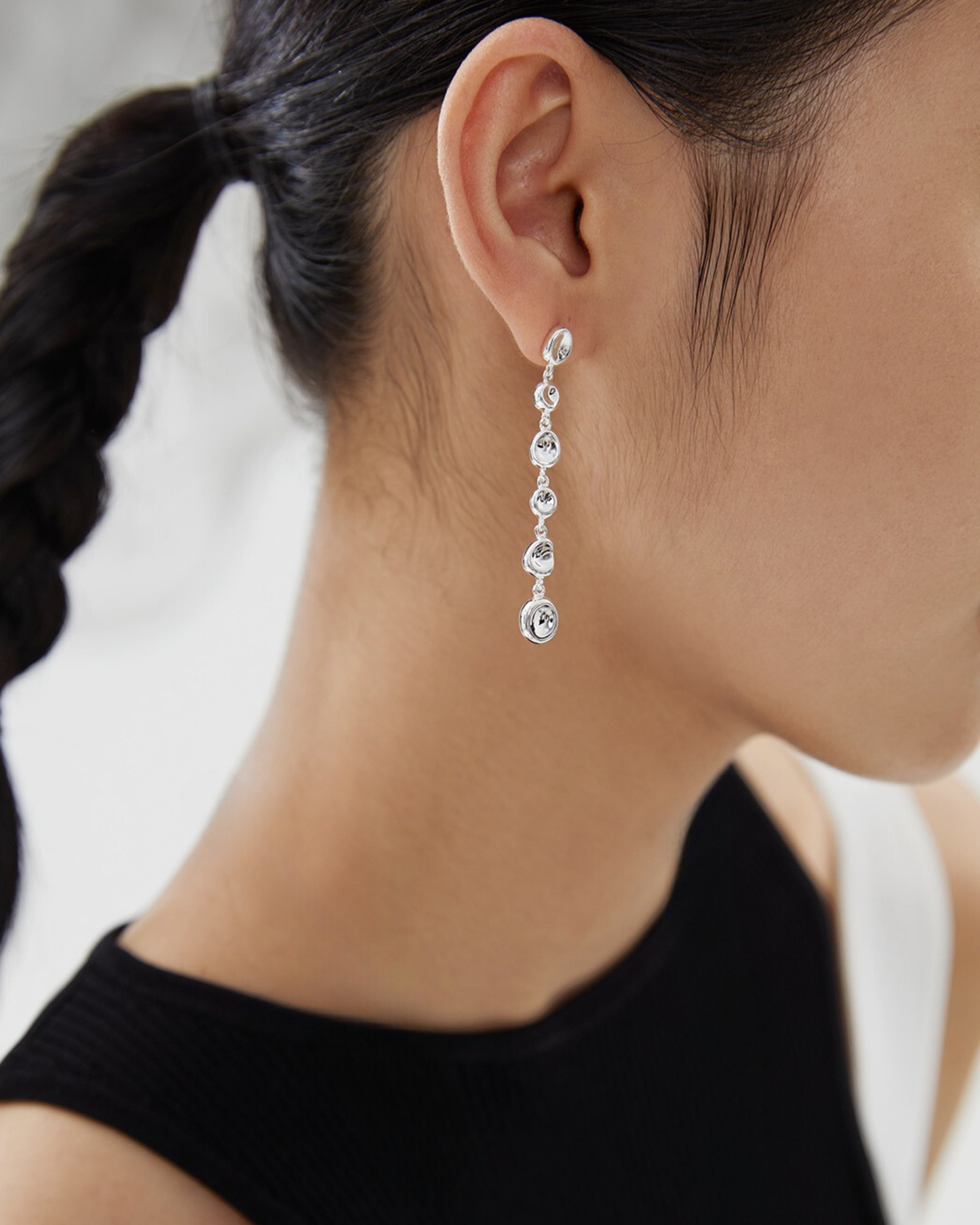 Serene Pebble Silver Earrings