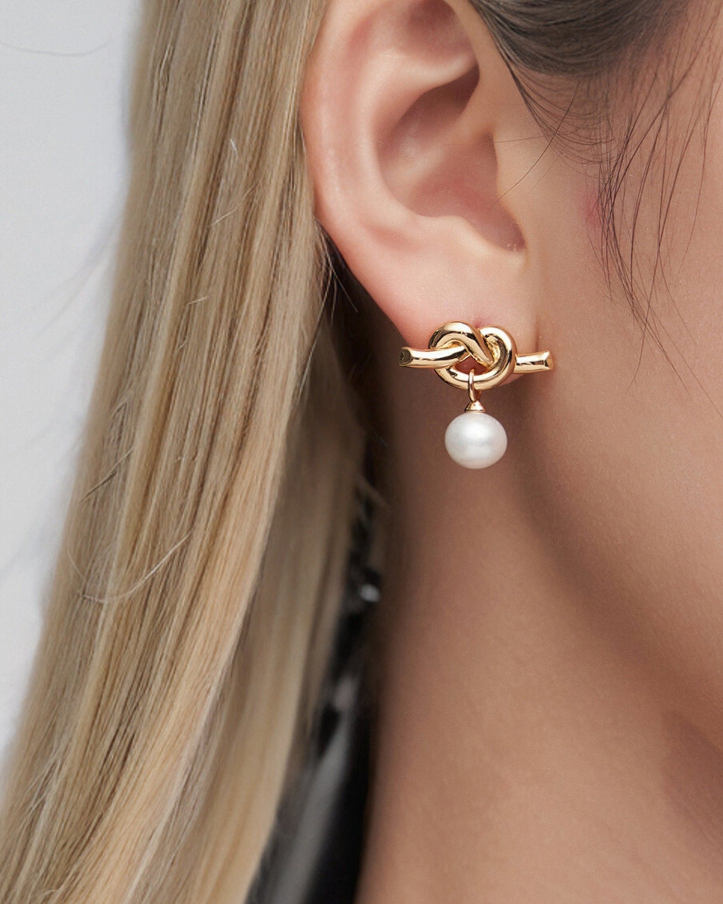 Pearl Knot Drop Earrings