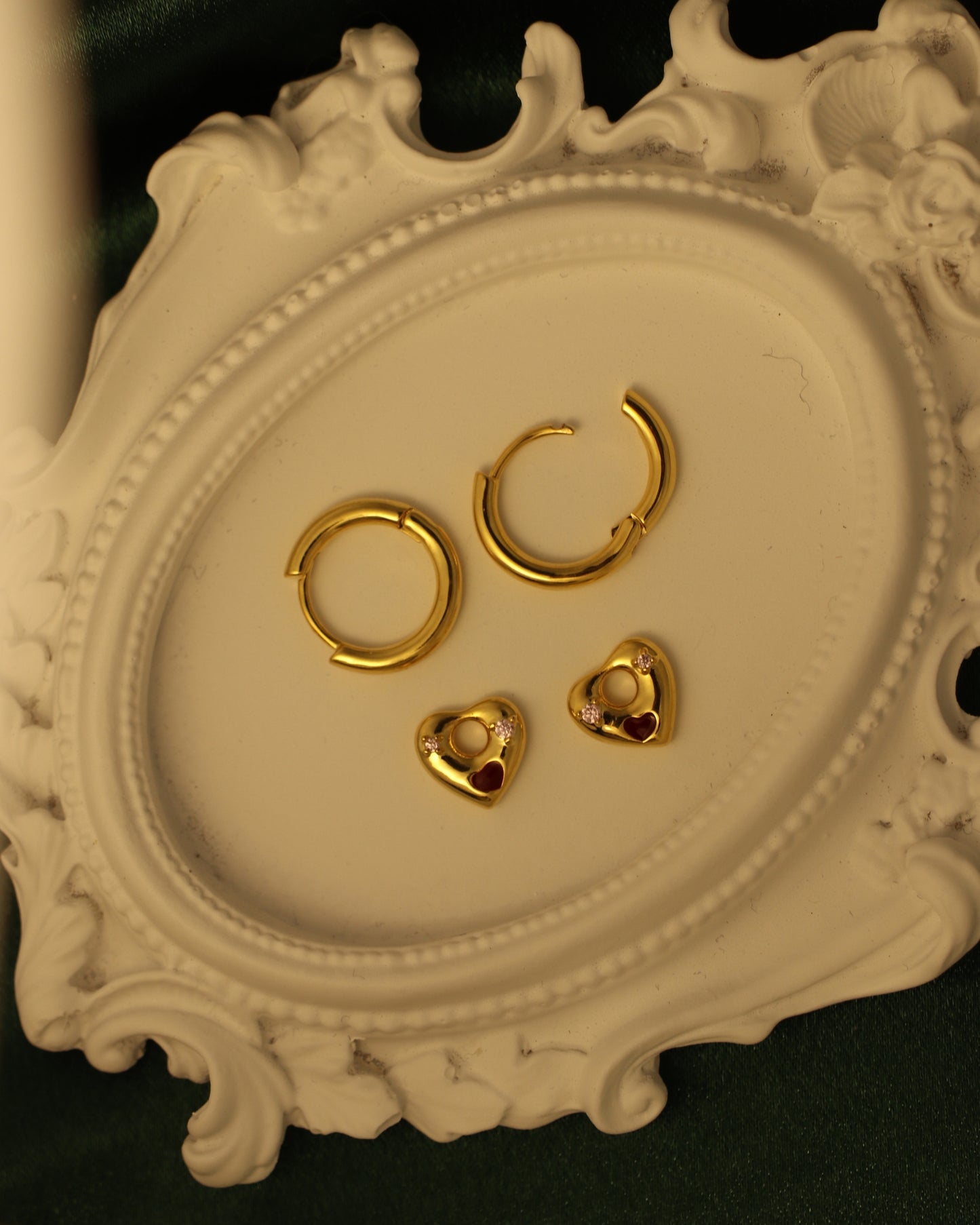 gemstone heart charm huggie earrings