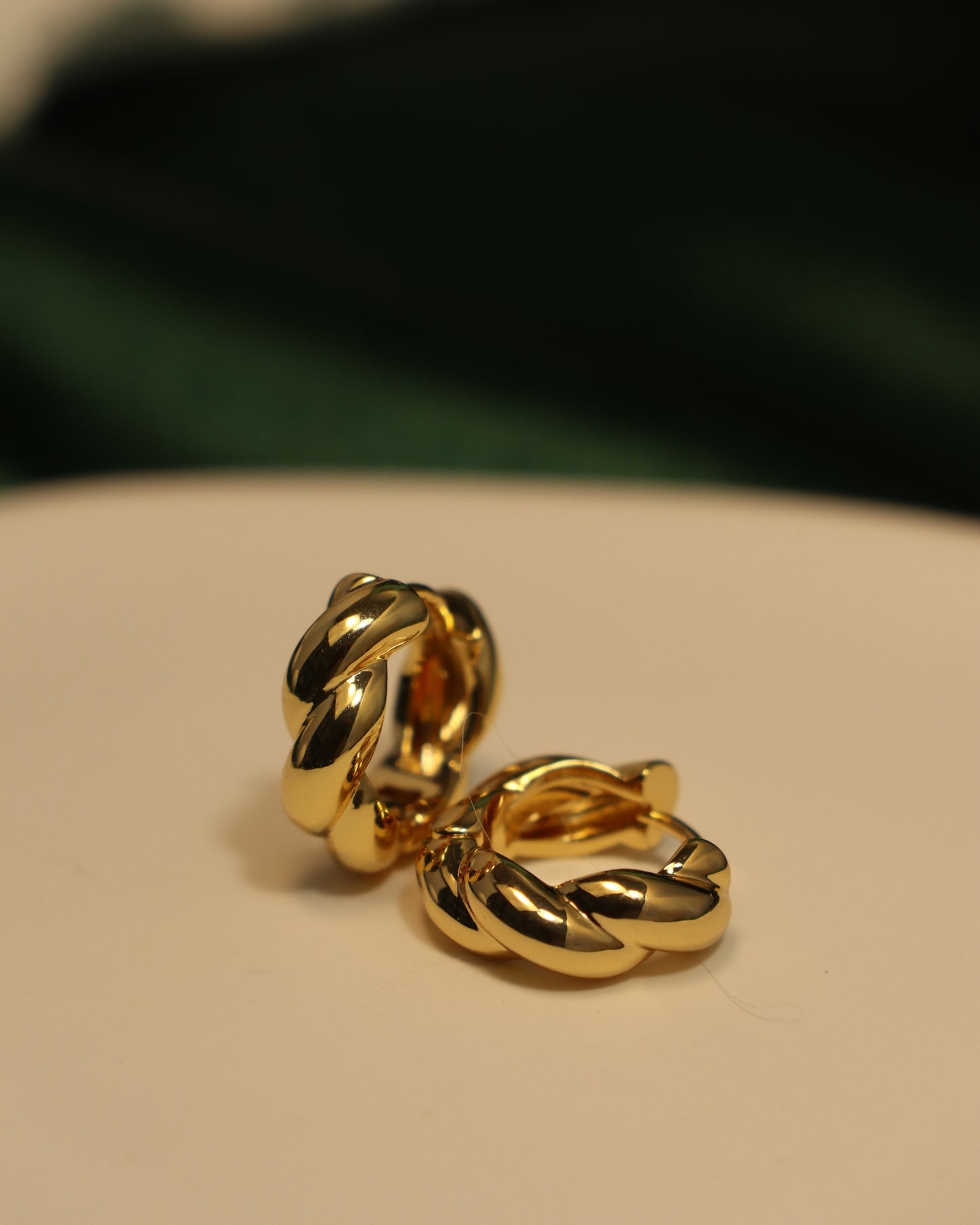 Gold Braided Huggie Earrings