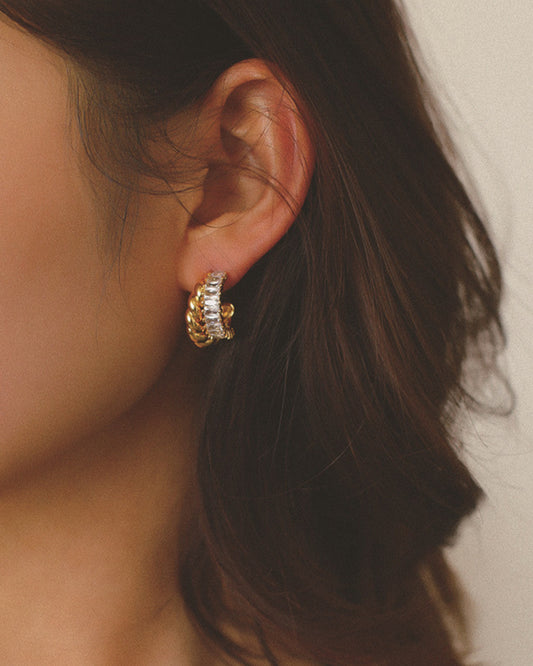 Gold and Zirconia Layered Open Hoops