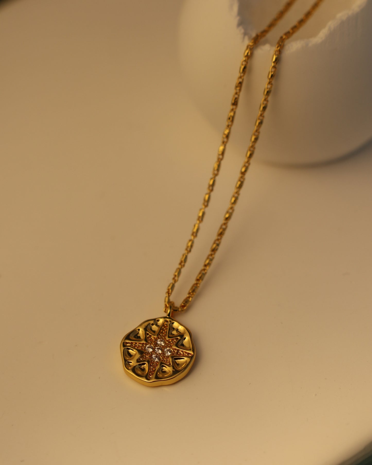 Gold and Zirconia Star Charm Necklace