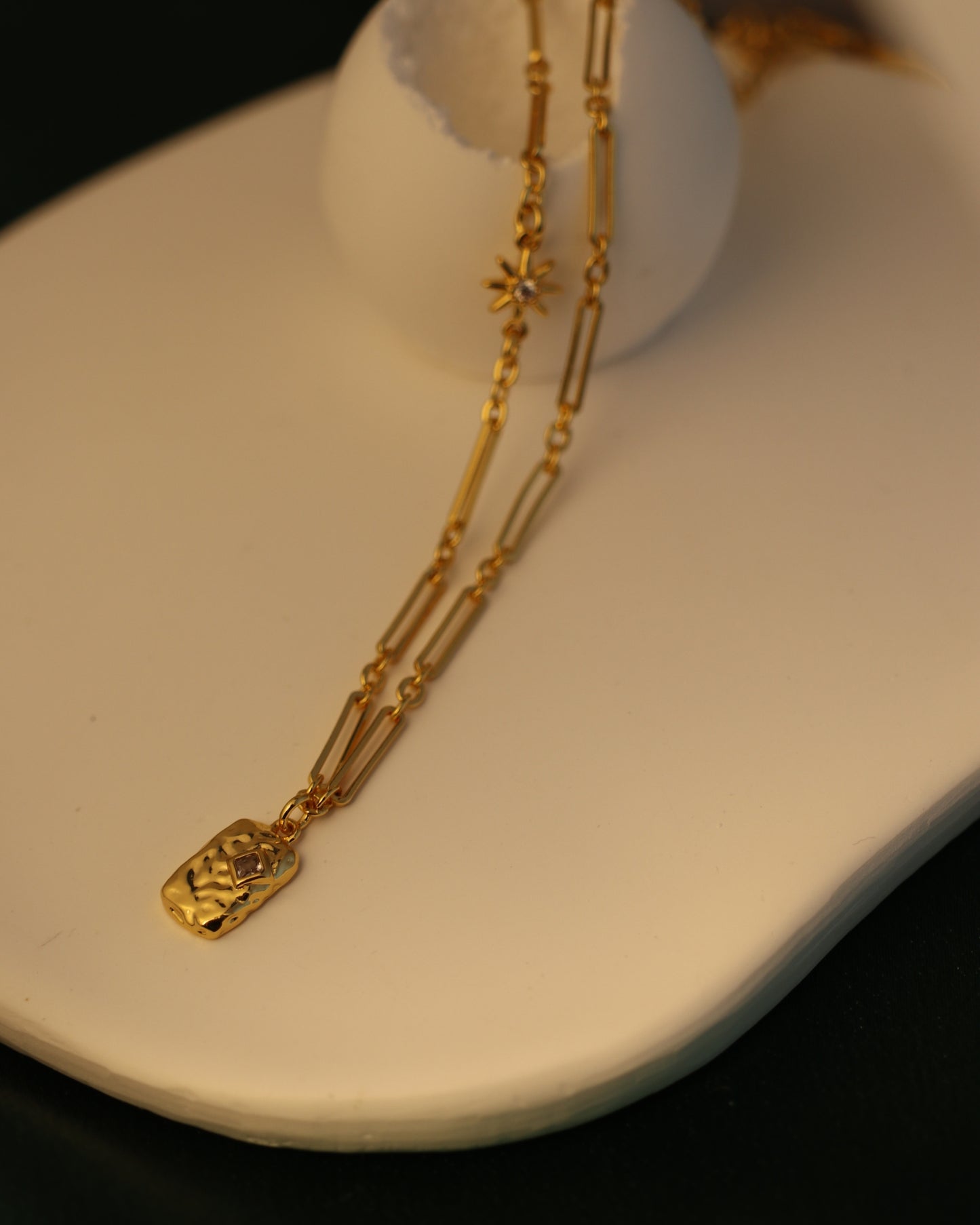 Long Links Gold Charm Necklace