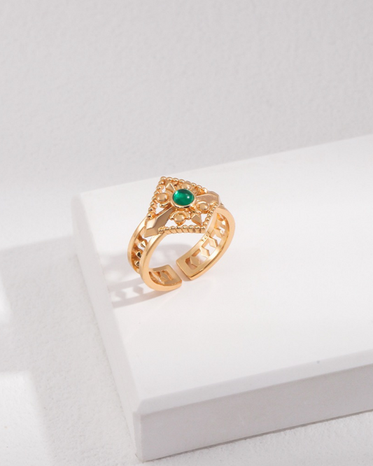 Emerald Elegance Open Ring