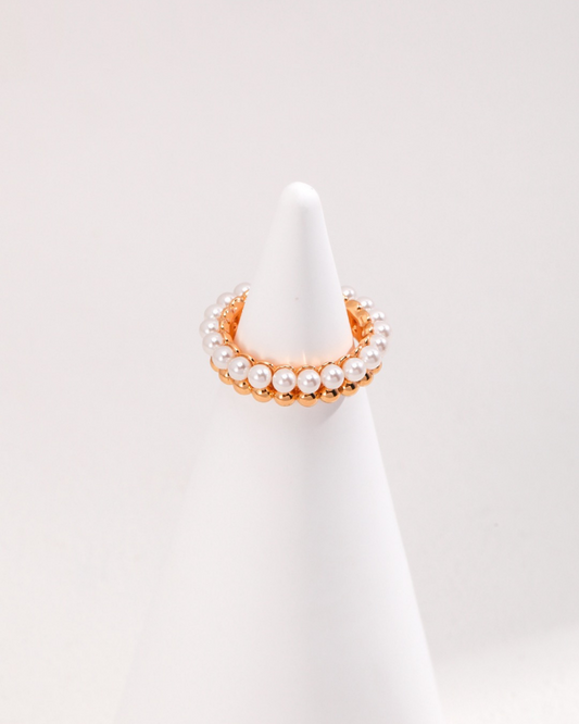 Pearl and Gold Open Ring