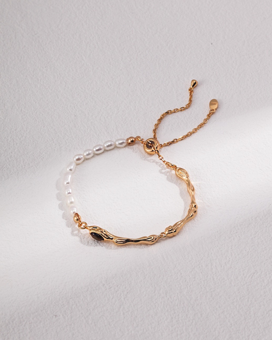 Tigerite and Pearls Bracelet