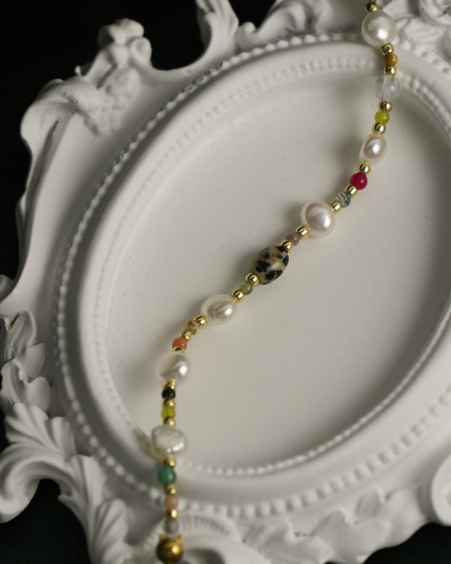 Pearl and Colourful Agate Bracelet