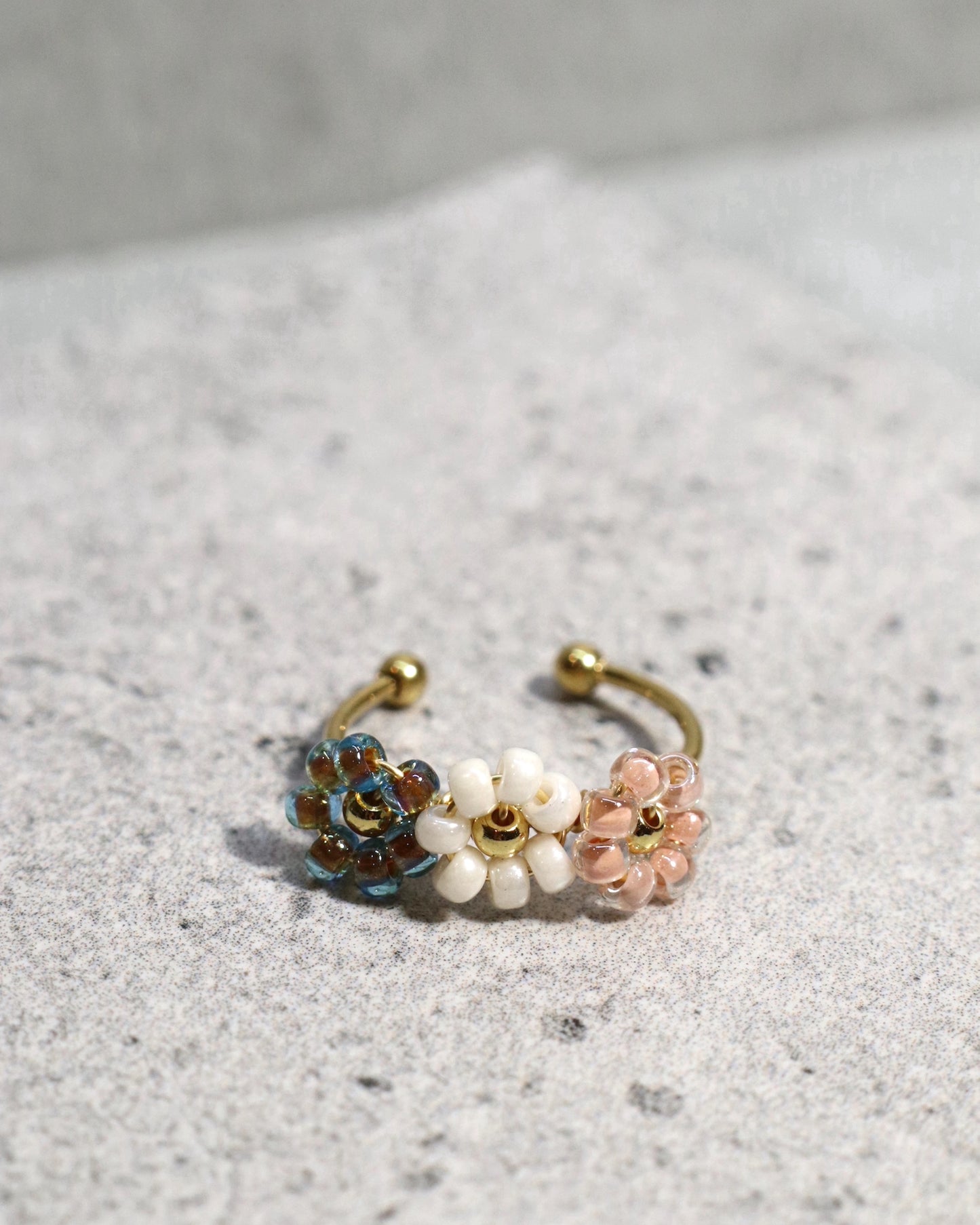 floral beaded ring