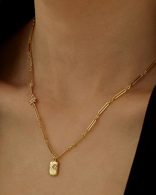 Long Links Gold Charm Necklace