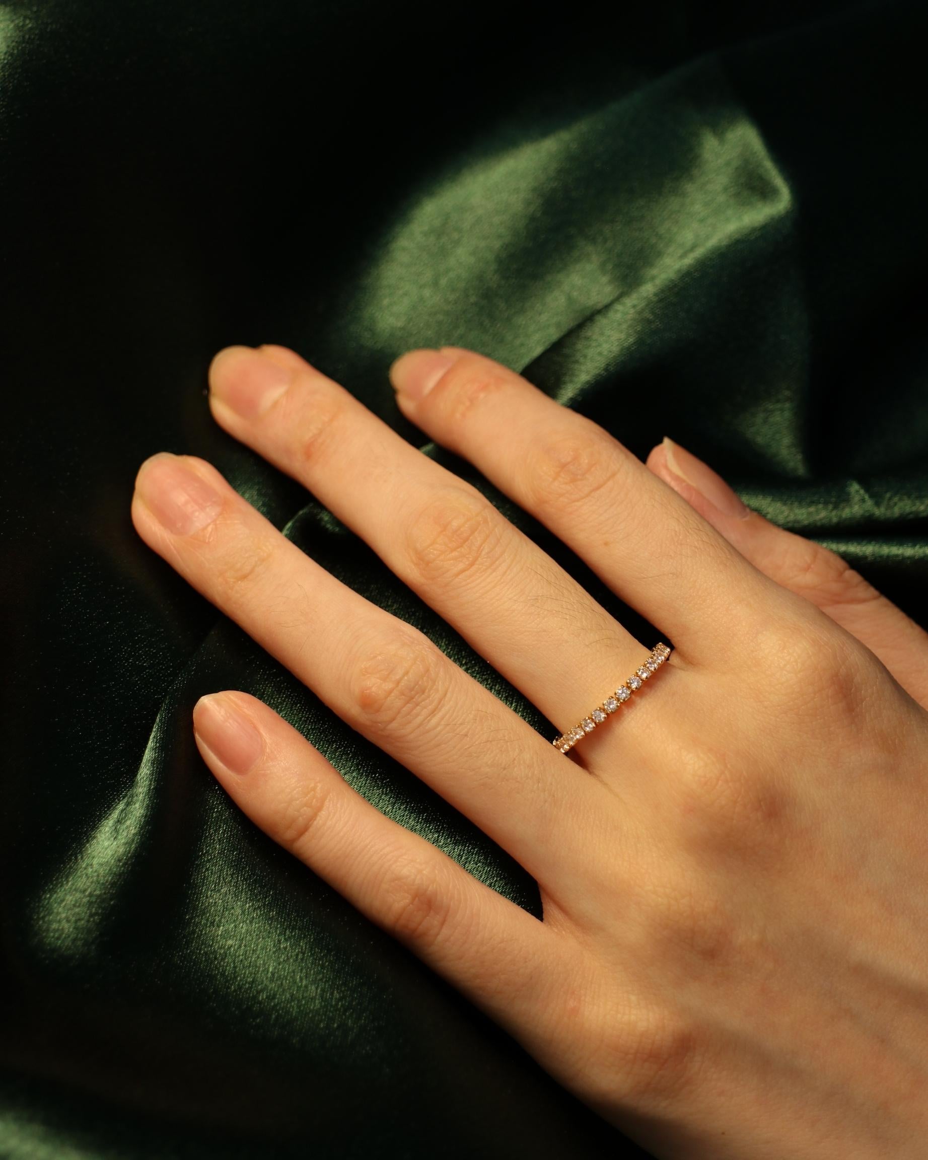 model wearing dainty zirconia ring